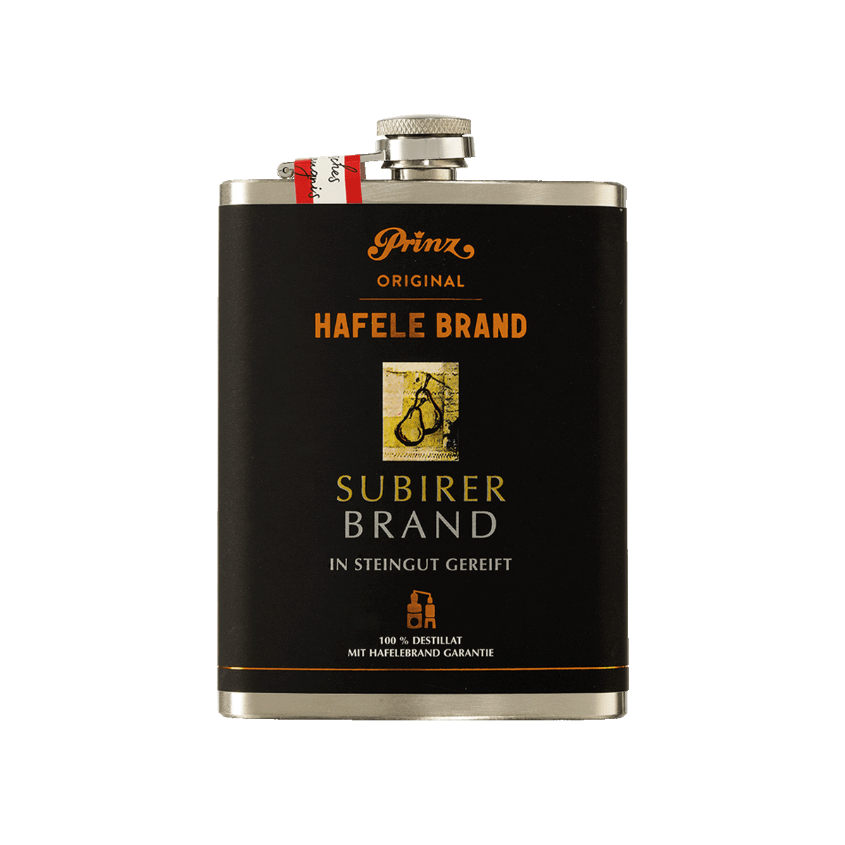 Edelstahl-Flachmann Hafele Saubirer 43% vol 1 Edelstahl-Flachmann Hafele Saubirer 43% vol