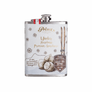 Edelstahl-Flachmann mit Winter Haselnuss 34% vol