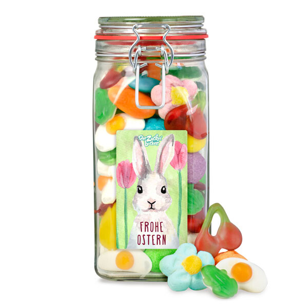 Frohe Ostern Suessigkeitenglas 1 Frohe Ostern Suessigkeitenglas
